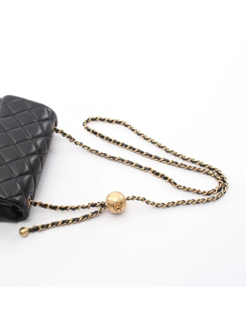 Chanel Shoulder Bag Mini Quilted Black Lambskin Chain
